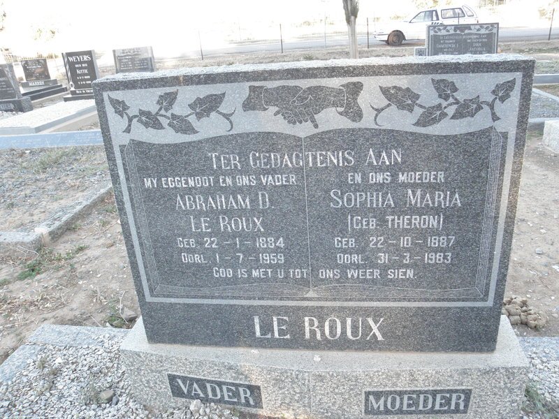 ROUX Abraham D., le 1884-1959 &amp; Sophia Maria THERON 1887-1983