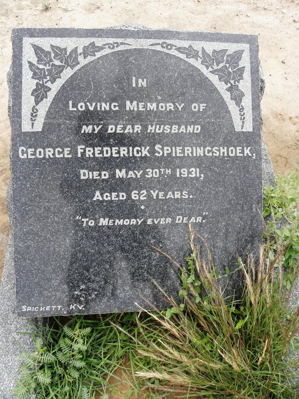 SPIERINGSHOEK George Frederick -1931