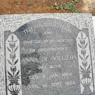 VILLIERS Anna, de nee BUYS 1864-1954