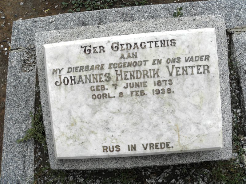 VENTER Johannes Henrdrik 1873-1938