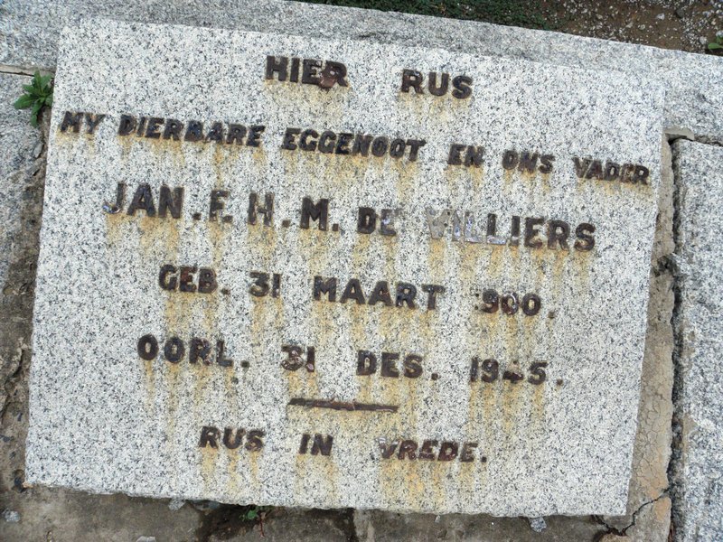 VILLIERS Jan. E.H.M., de 1900-1945