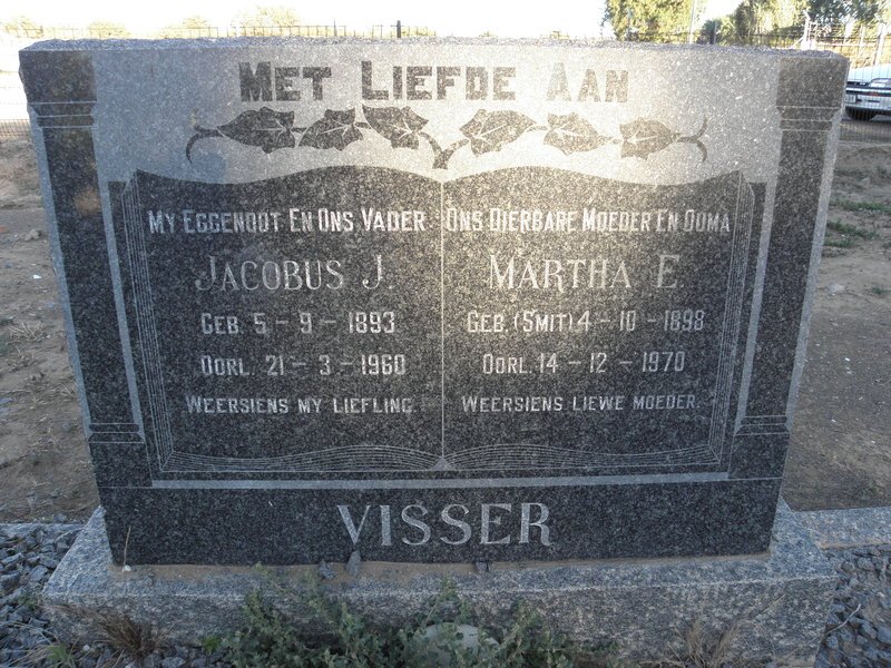 VISSER Jacobus J. 1893-1960 &amp; Martha E. SMIT 1898-1970