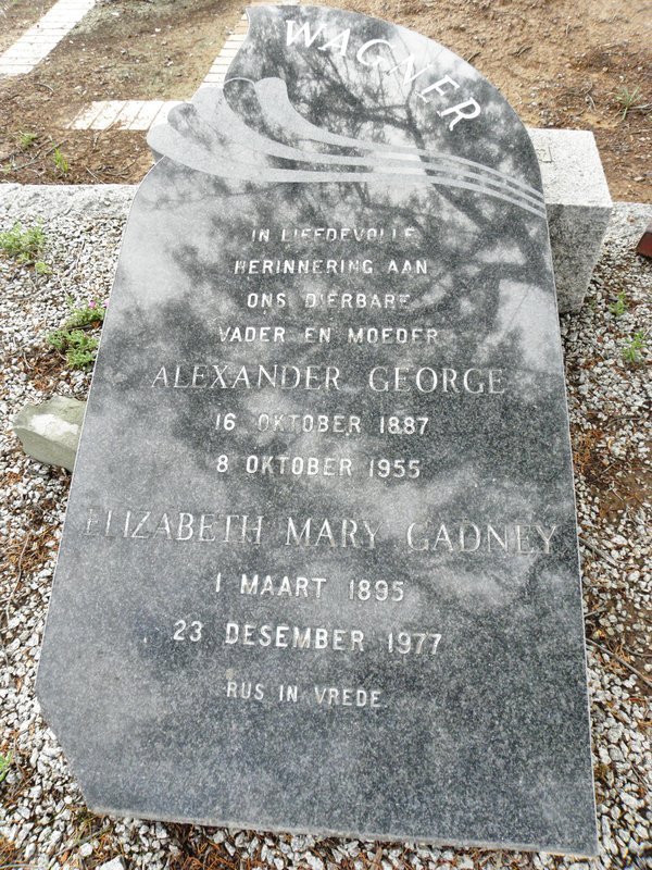 WAGNER Alexander George 1887-1955 &amp; Elizabeth Mary Gadney 1895-1977