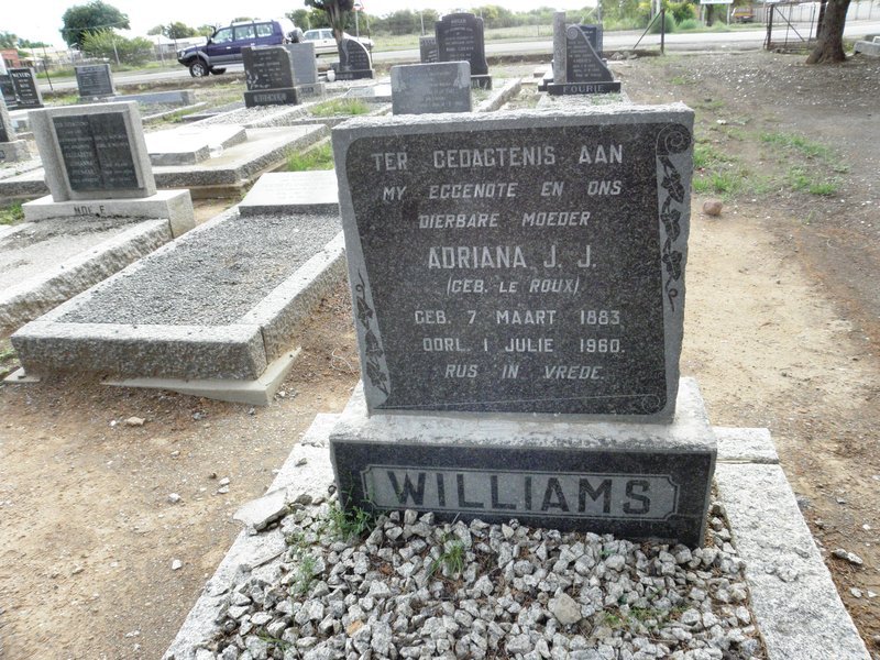 WILLIAMS Adriana J.J. nee le ROUX 1883-1960
