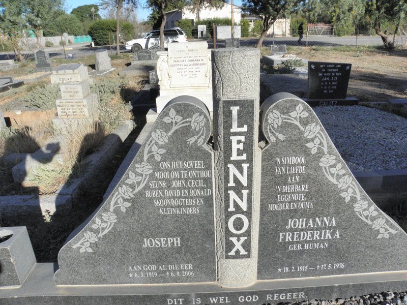 LENNOX Joseph 1919-2006 &amp; Johanna Frederika HUMAN 1915-1976