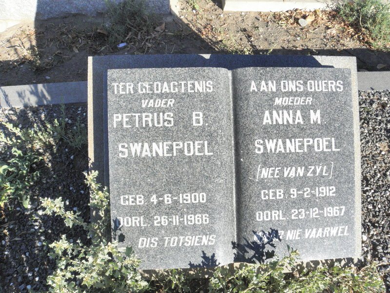 SWANEPOEL Petrus B. 1900-1966 &amp; Anna M. VAN ZYL 1912-1967