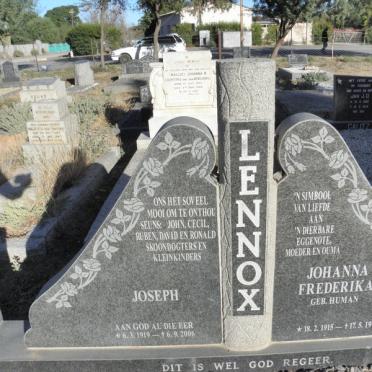LENNOX Joseph 1919-2006 &amp; Johanna Frederika HUMAN 1915-1976