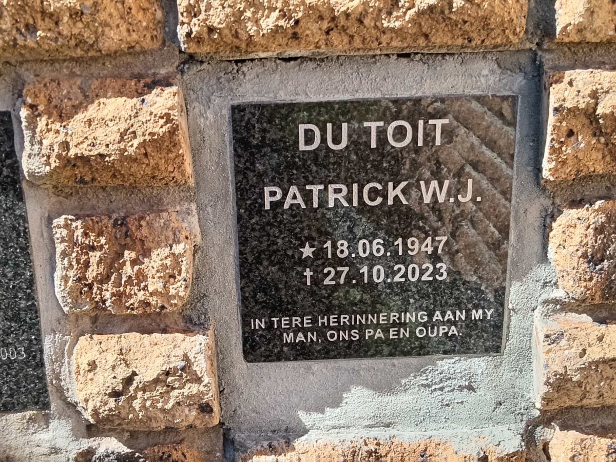 TOIT Patrick W.J., du 1947-2023