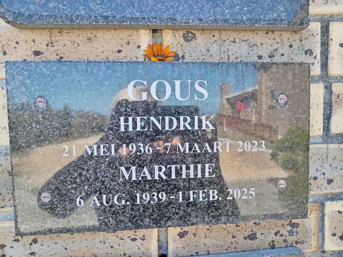 GOUS Hendrik 1936-2023 & Marthie 1939-2025