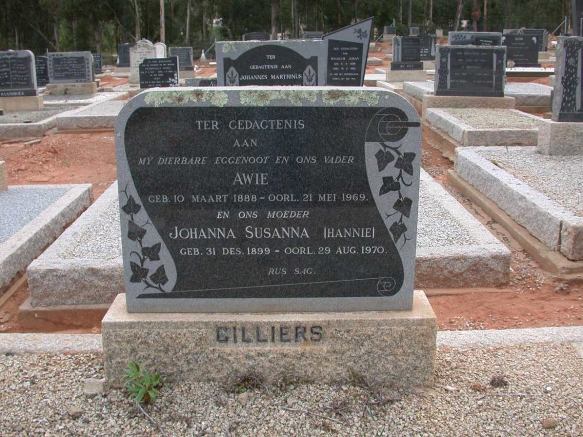 CILLIERS Awie 1888-1969 &amp; Johanna Susanna 1899-1970