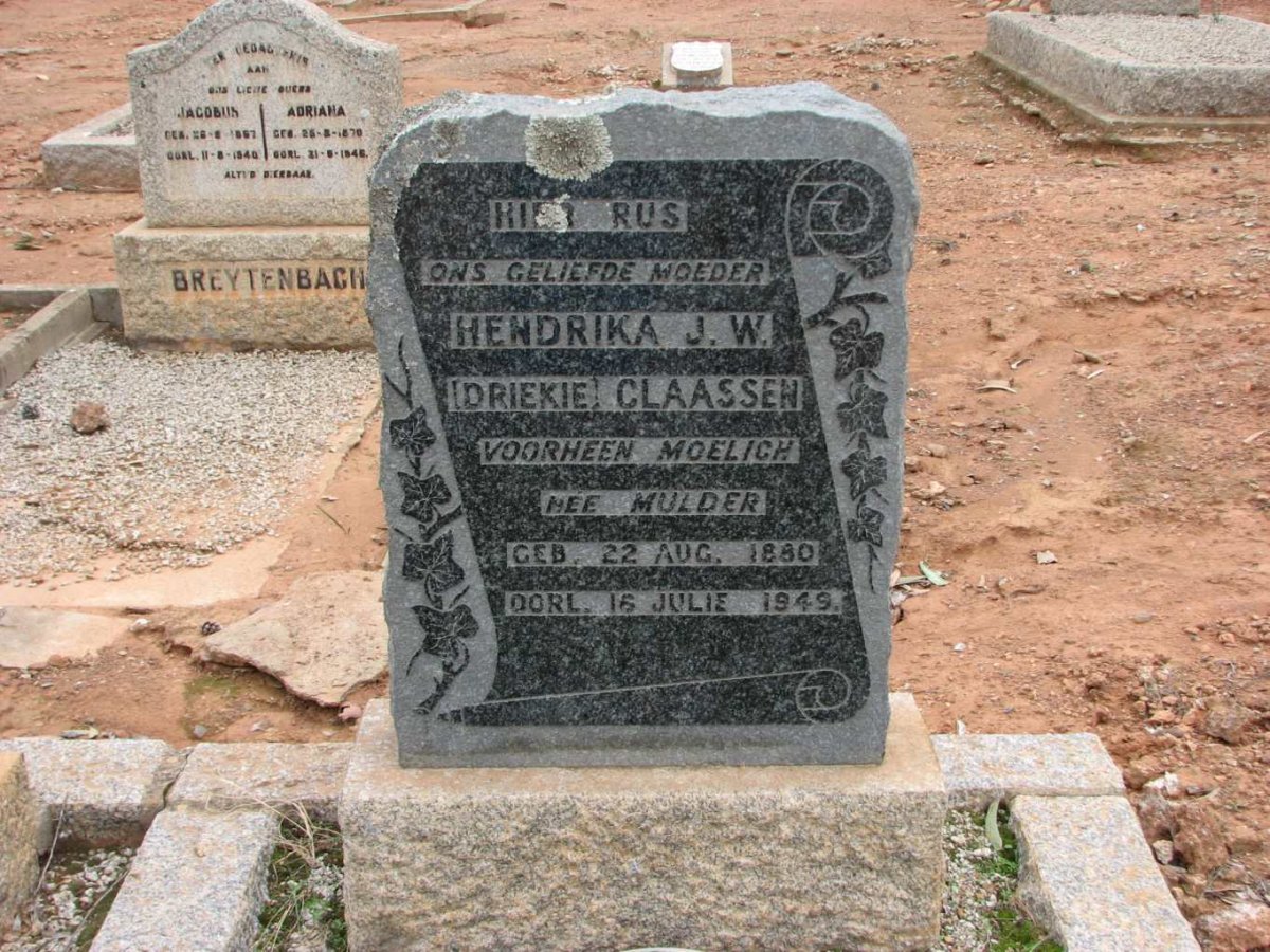 CLAASSEN Hendrika J.W. formerly MOELICH nee MULDER 1880-1949