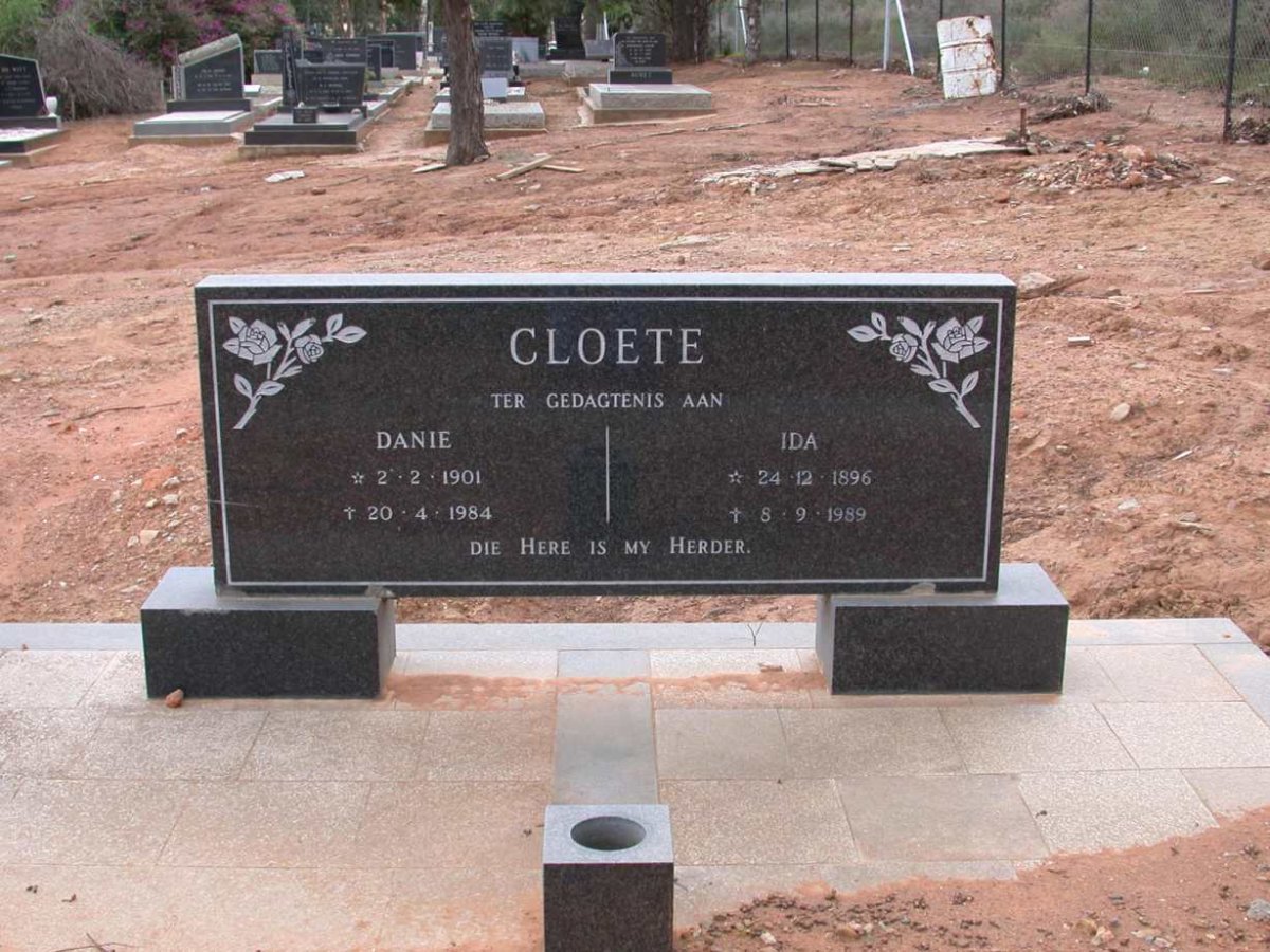 CLOETE Danie 1901-1984 &amp; Ida 1896-1989
