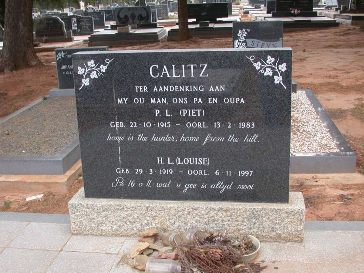 CALITZ P.L. 1915-1983 &amp; H.L. 1919-1997