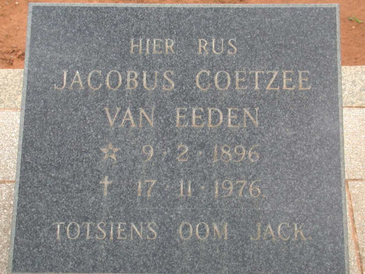 EEDEN Jacobus Coetzee, van 1896-1976