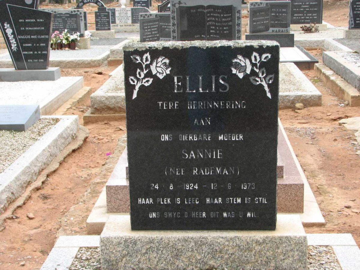 ELLIS Sannie nee RADEMAN 1924-1973