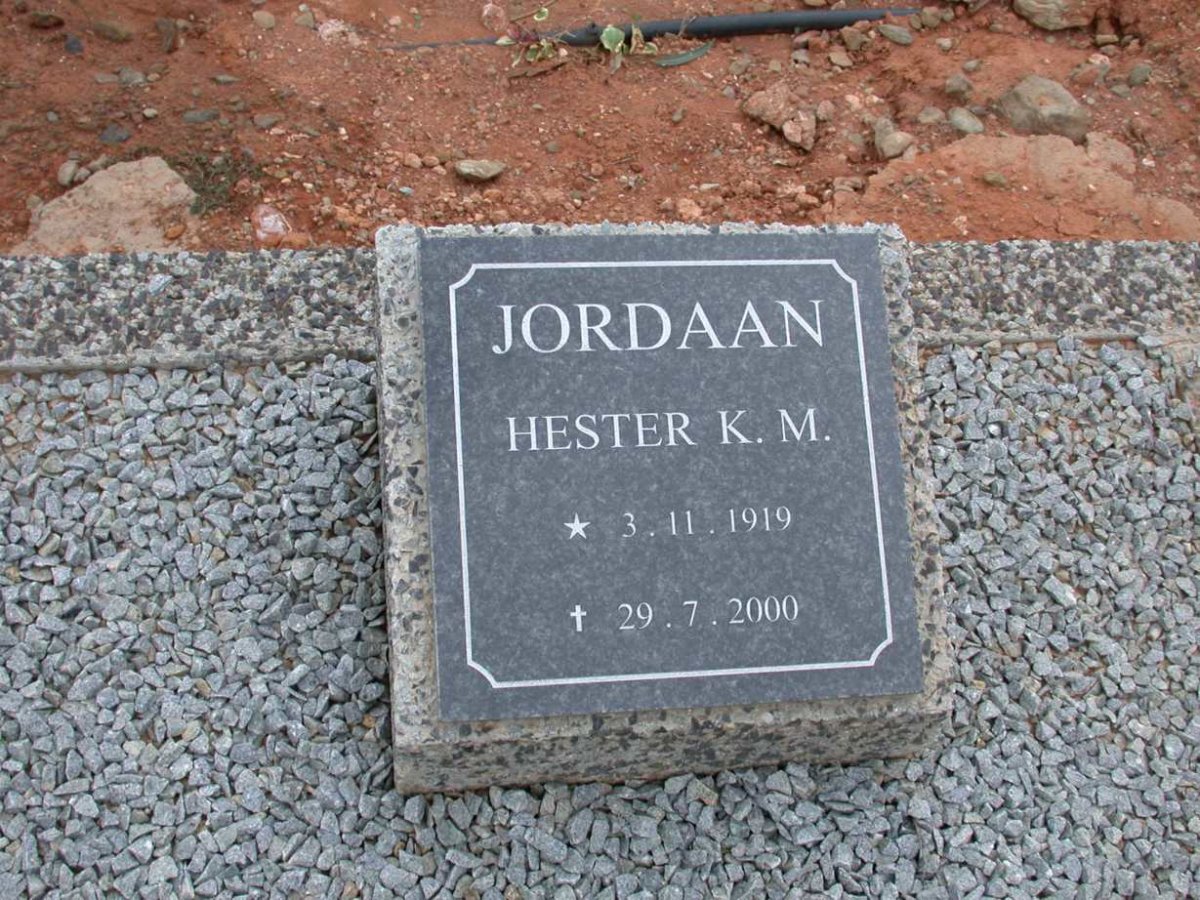 JORDAAN Hester K.M. 1919-2000