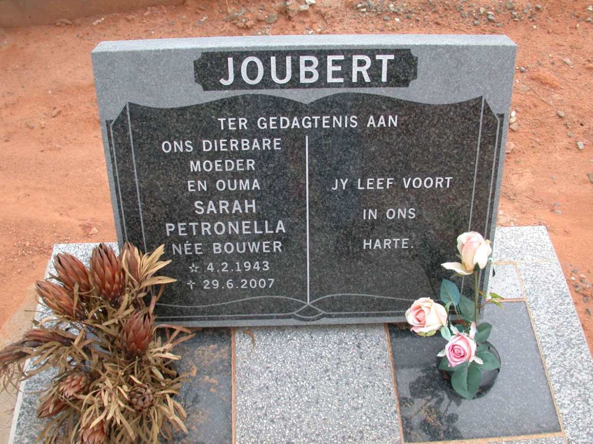 JOUBERT Sarah Petronella nee BOUWER 1943-2007