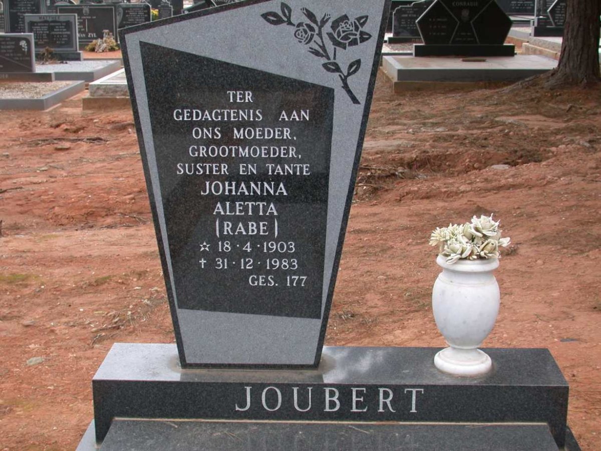 JOUBERT Johanna Aletta nee RABE 1903-1983