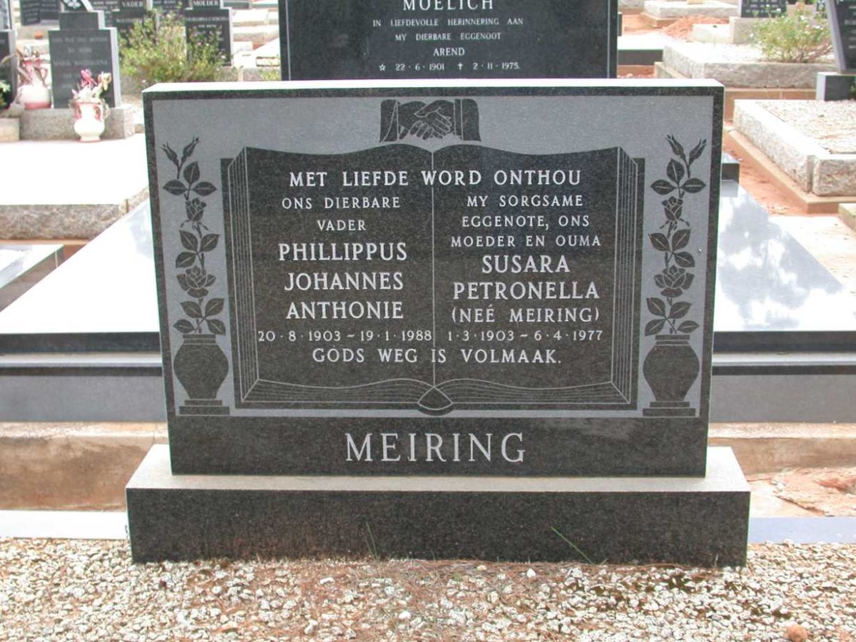 MEIRING Phillippus Johannes Anthonie 1903-1988 &amp; Susara Petronella MEIRING 1903-1977