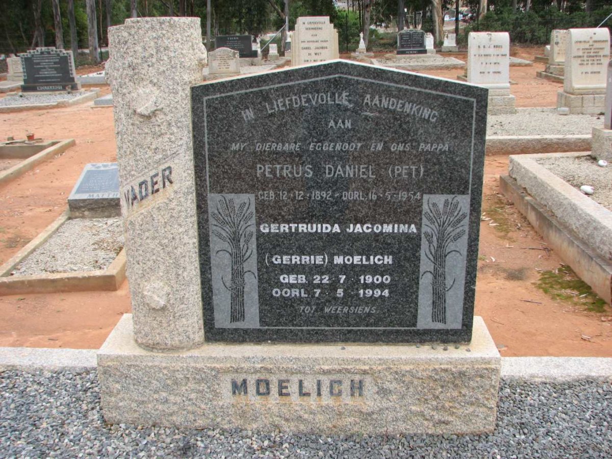MOELICH Petrus Daniel 1892-1954 &amp; Gertruida Jacomina 1900-1994