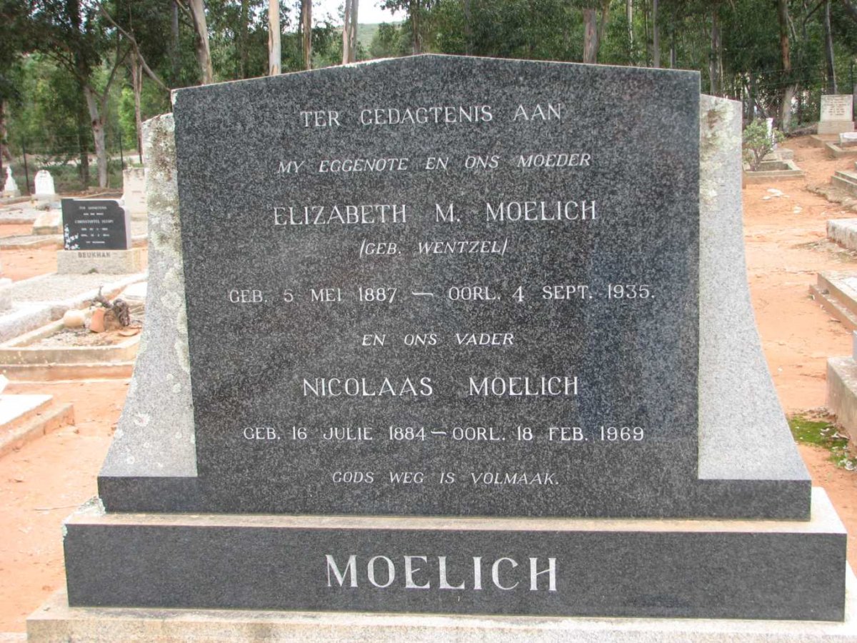 MOELICH Nicolaas 1884-1969 &amp; Elizabeth M. WENTZEL 1887-1935