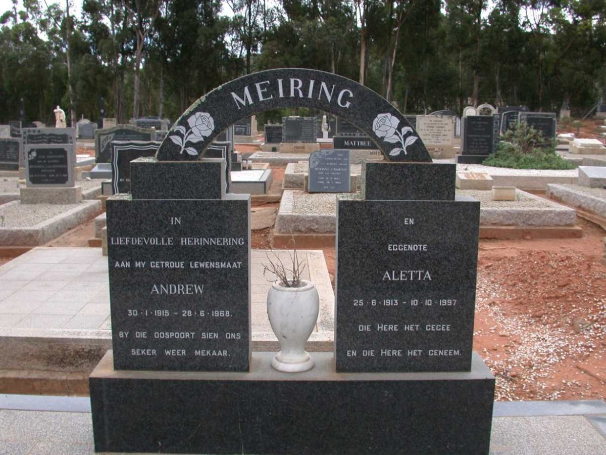 MEIRING Andrew 1915-1968 &amp; Aletta 1913-1997