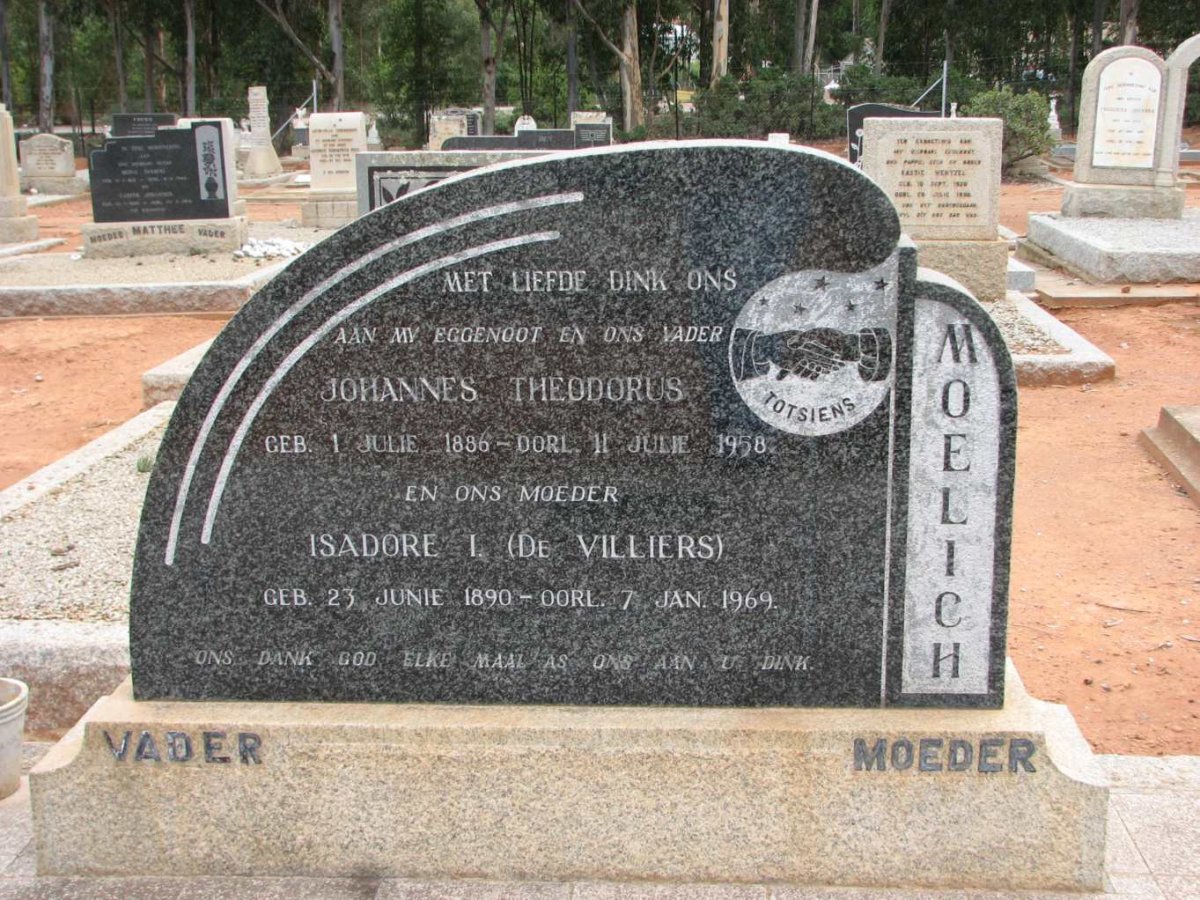 MOELICH Johannes Theodorus 1886-1958 &amp; Isadore I. DE VILLIERS 1890-1969