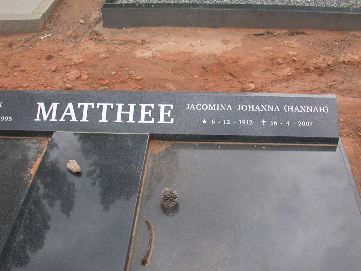 MATTHEE Jacomina Johanna 1912-2007