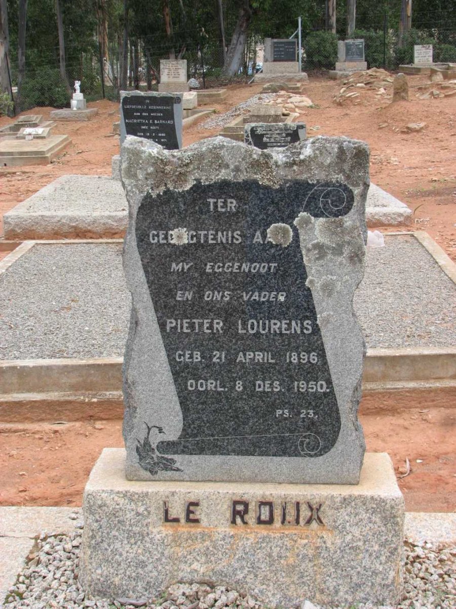 ROUX Pieter Lourens, le 1896-1950