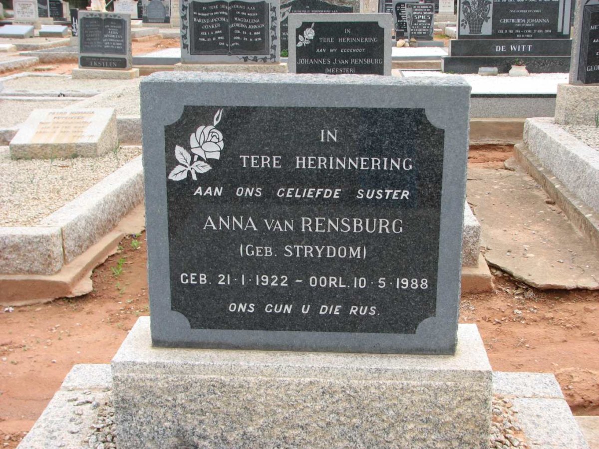 RENSBURG Anna, van nee STRYDOM 1922-1988