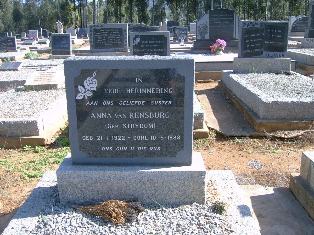 RENSBURG Anna, van nee STRYDOM 1922-1988