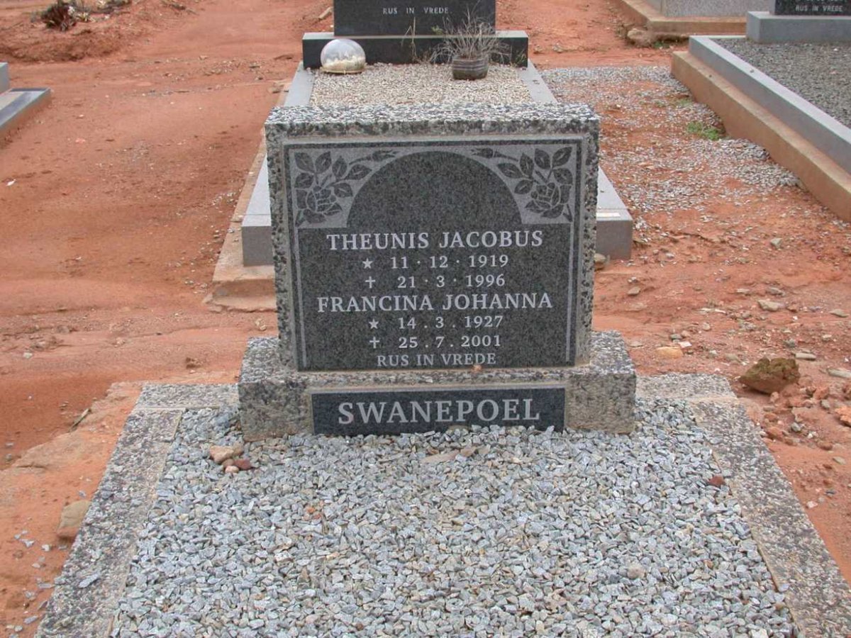 SWANEPOEL Theunis Jacobus 1919-1996 &amp; Francina Johanna 1927-2001