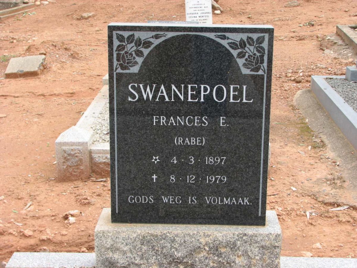 SWANEPOEL Frances E. nee RABE 1897-1979