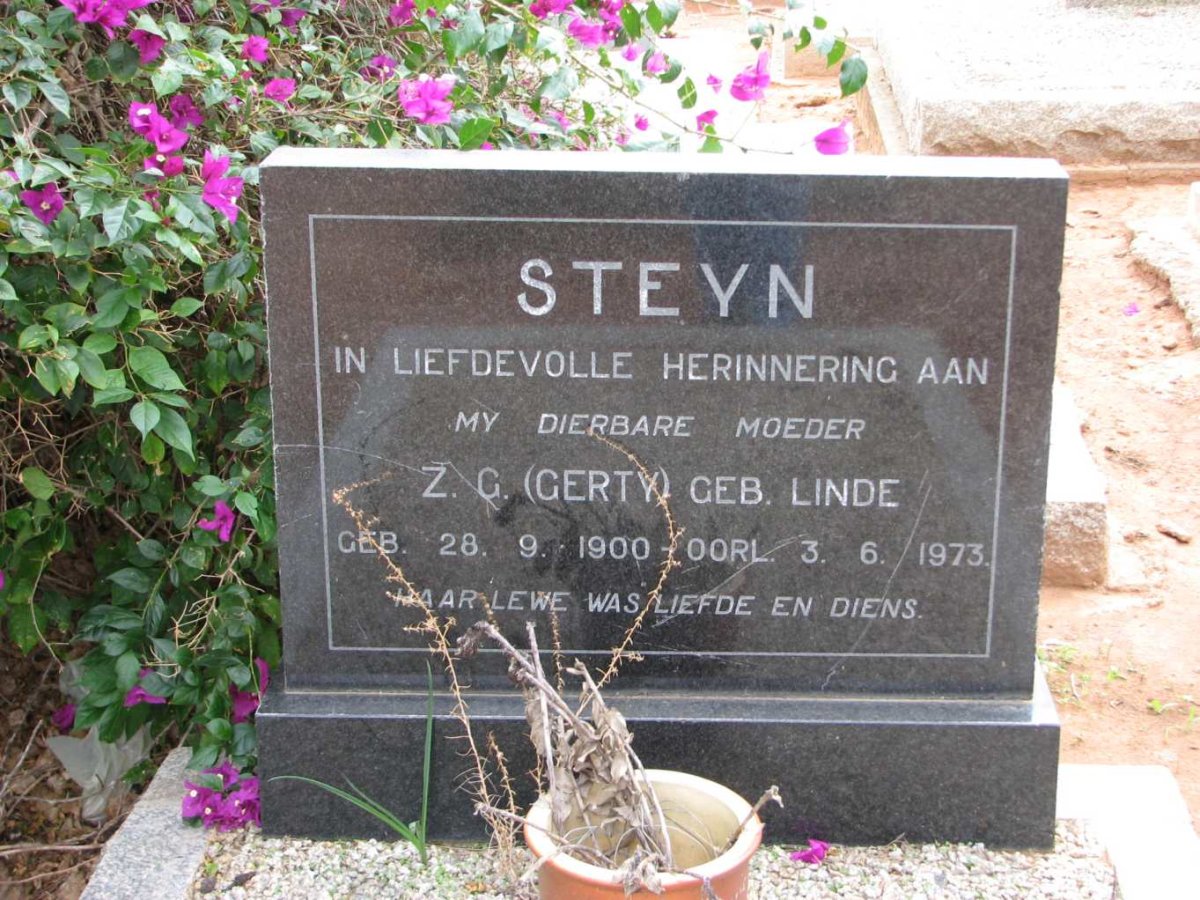 STEYN Z.G. nee LINDE
