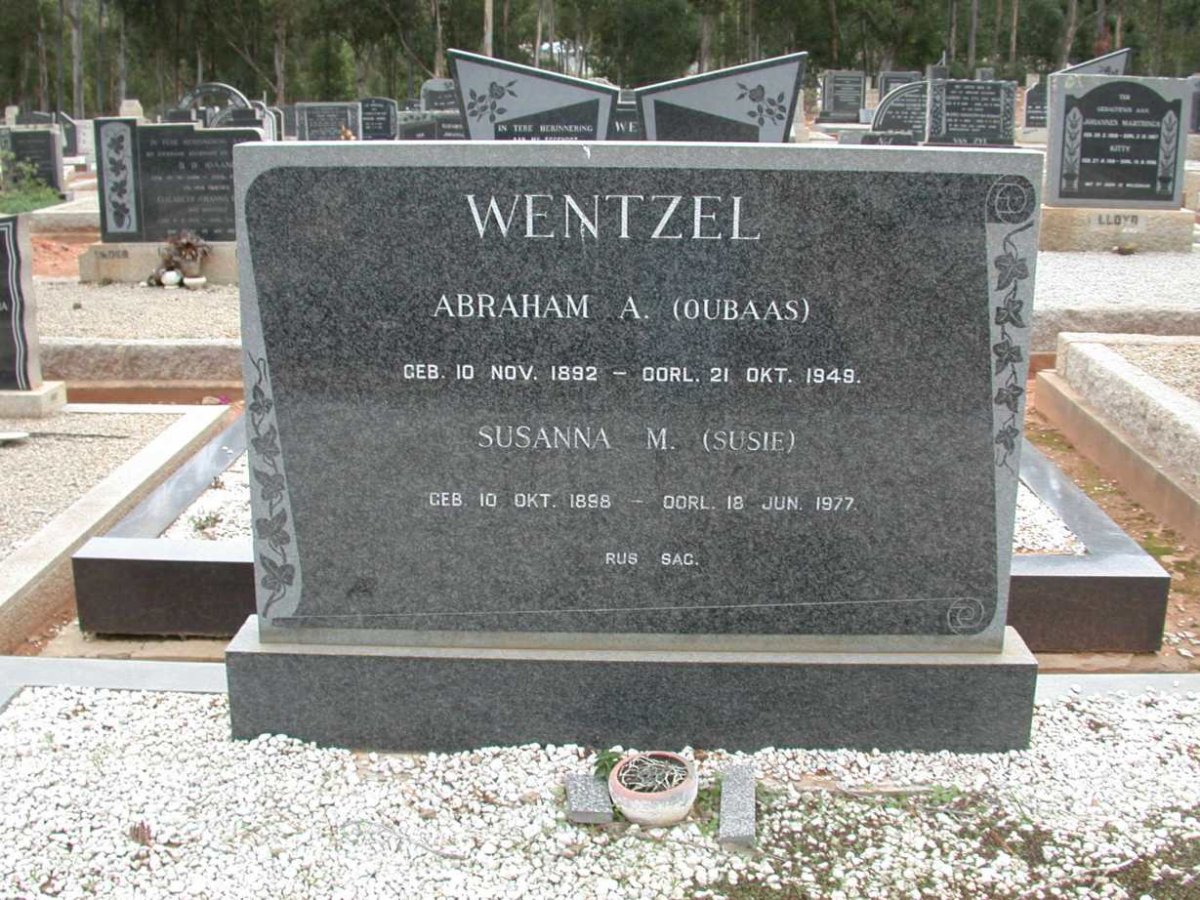 WENTZEL Abraham A. 1892-1949 &amp; Susanna M. 1898-1977