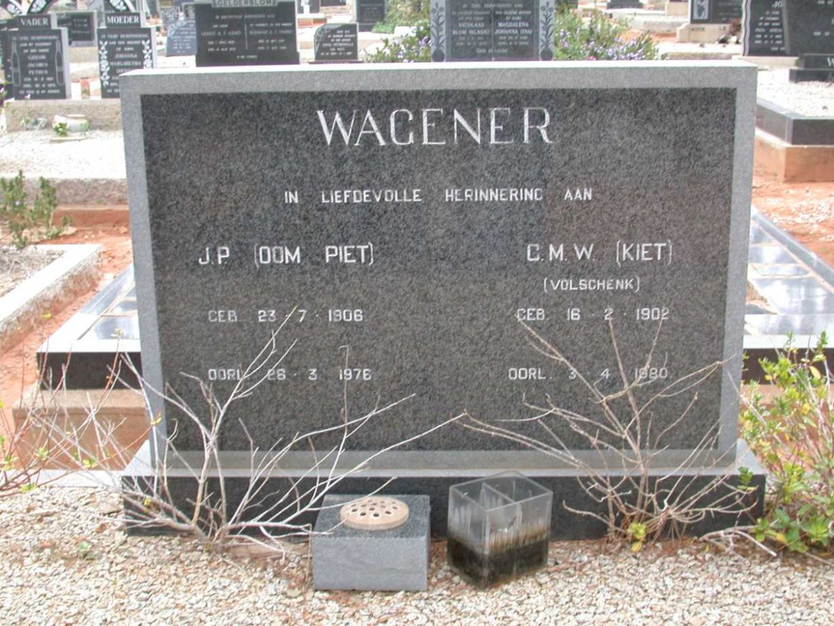 WAGENER J.P. 1906-1976 &amp; C.M.W. VOLSCHENK 1902-1980