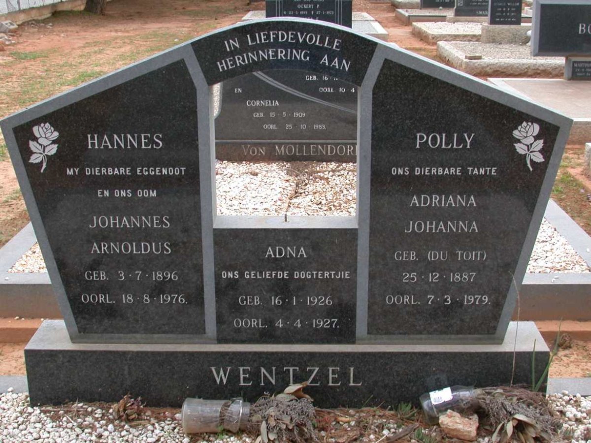 WENTZEL Johannes Arnoldus 1896-1976 &amp; Adriana Johanna DU TOIT :: WENTZEL Adna 1926-1927