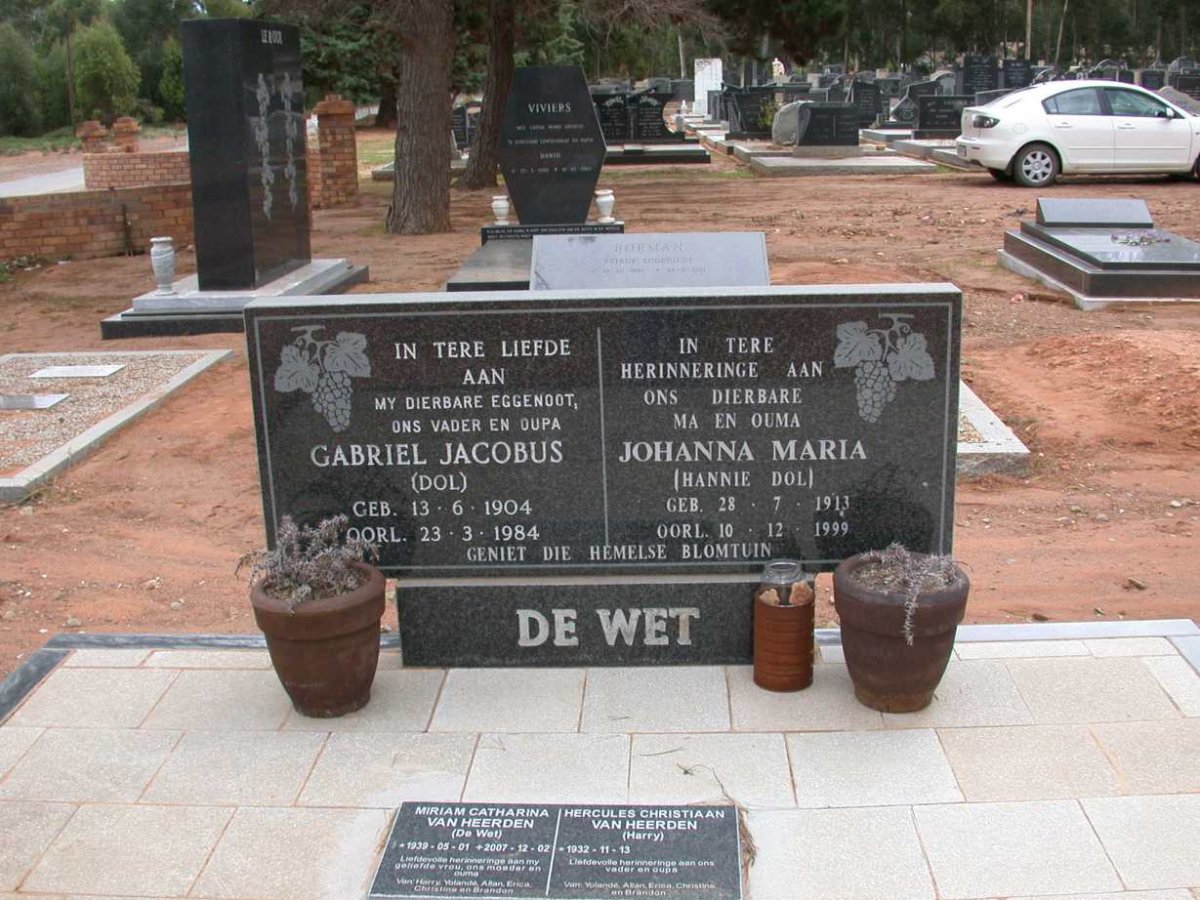 WET Gabriel Jacobus, de 1904-1984 &amp; Johanna Maria 1913-1999
