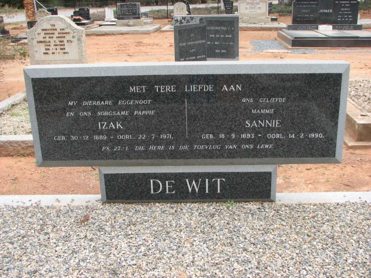 WIT Izak, de 1889-1971 &amp; Sannie 1893-1990