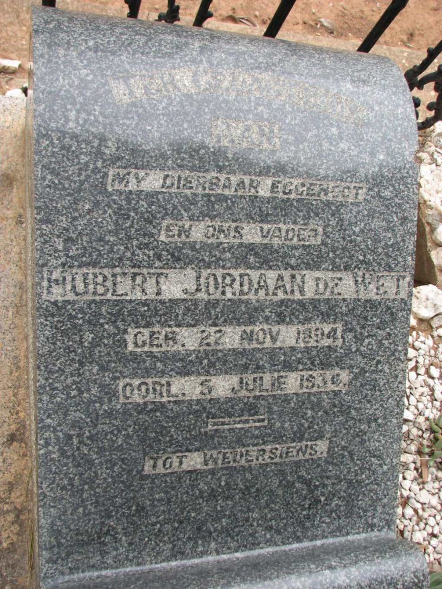 WET Hubert Jordaan, de 1894-1934