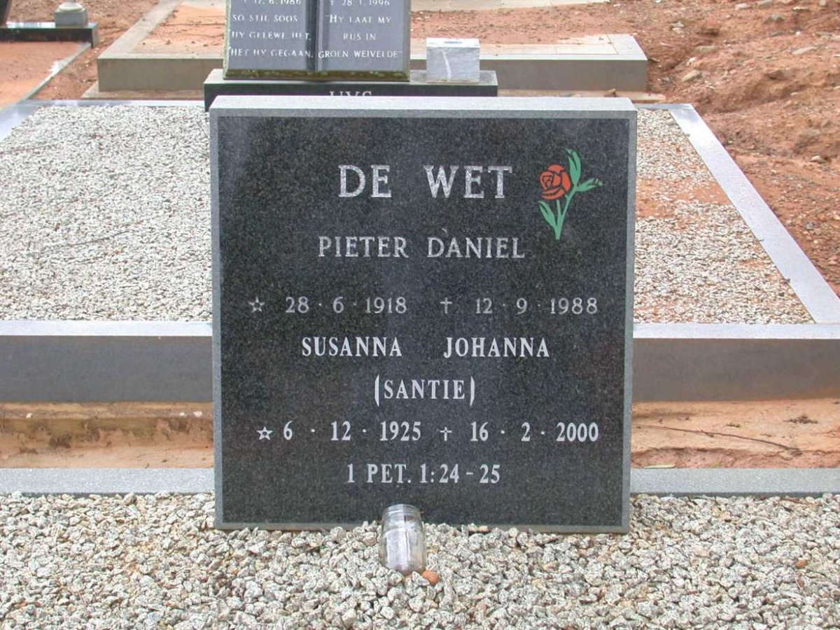 WET Pieter Daniel, de 1918-1988 &amp; Susanna Johanna 1925-2000