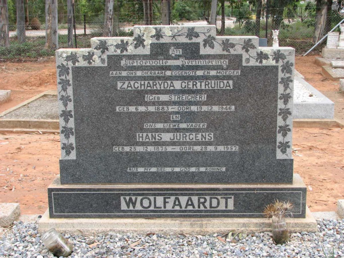 WOLFAARDT Hans Jurgens 1875-1957 &amp; Zacharyda Gertruida STREICHER 1883-1946
