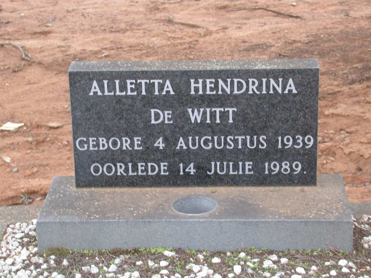 WITT Aletta Hendrina, de 1939-1989