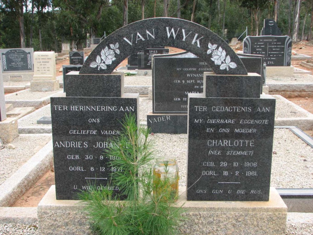 WYK Andries Johannes, van 190?-1971 &amp; Charlotte STEMMET 1906-1961