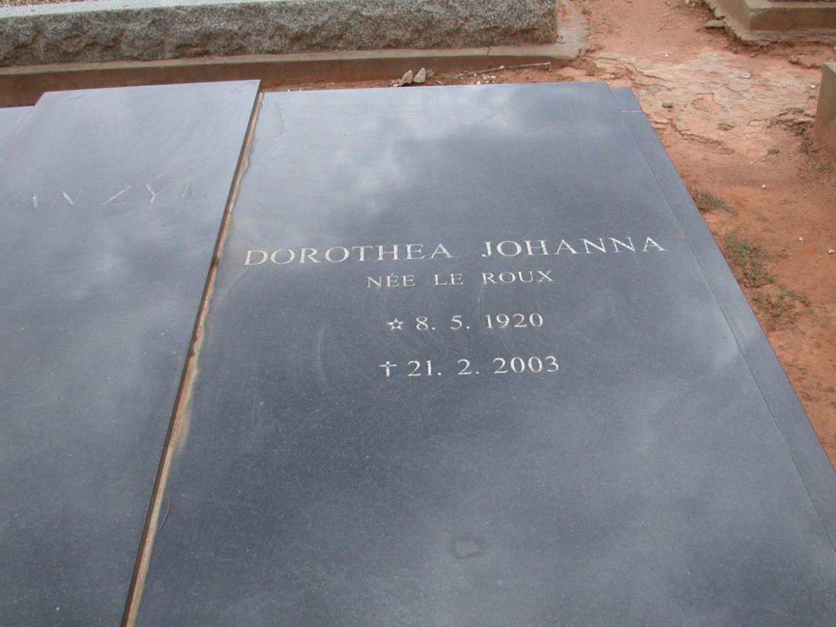 ZYL Dorothea Johanna, van nee LE ROUX 1920-2003
