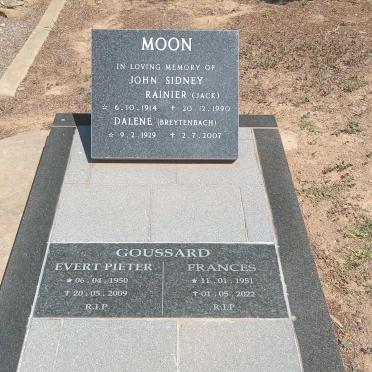 MOON John Sidney Rainier 1914-1990 & Dalene BREYTENBACH 1929-2007 :: GOUSSARD Evert Pieter 1950-2009 & Frances 1951-2022