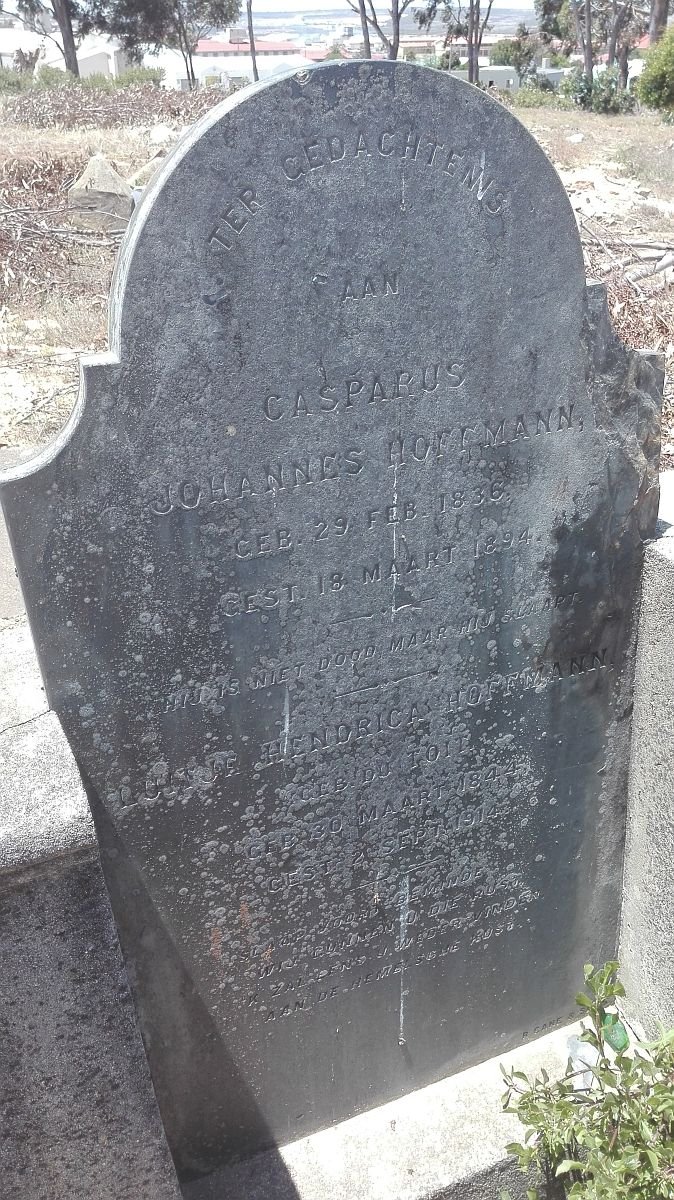 HOFFMANN Casparus Johannes 1836-1894 &amp; Luitje Hendrica DU TOIT 1844-1914