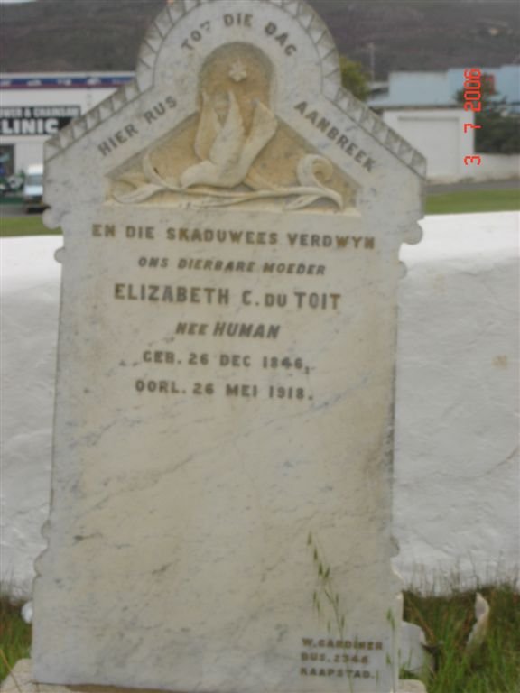 TOIT  Elizabeth C., du  nee HUMAN 1846-1918