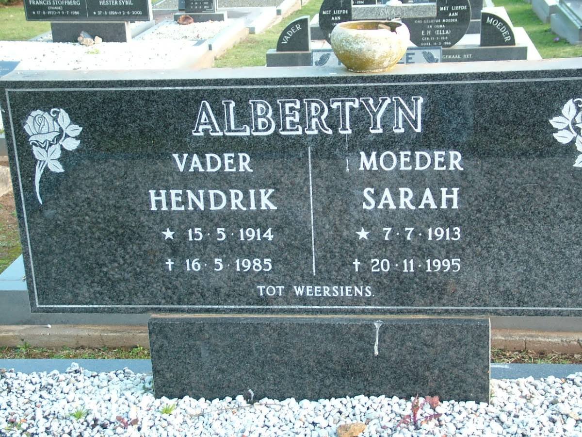 ALBERTYN Hendrik 1914-1985 &amp; Sarah 1913-1995