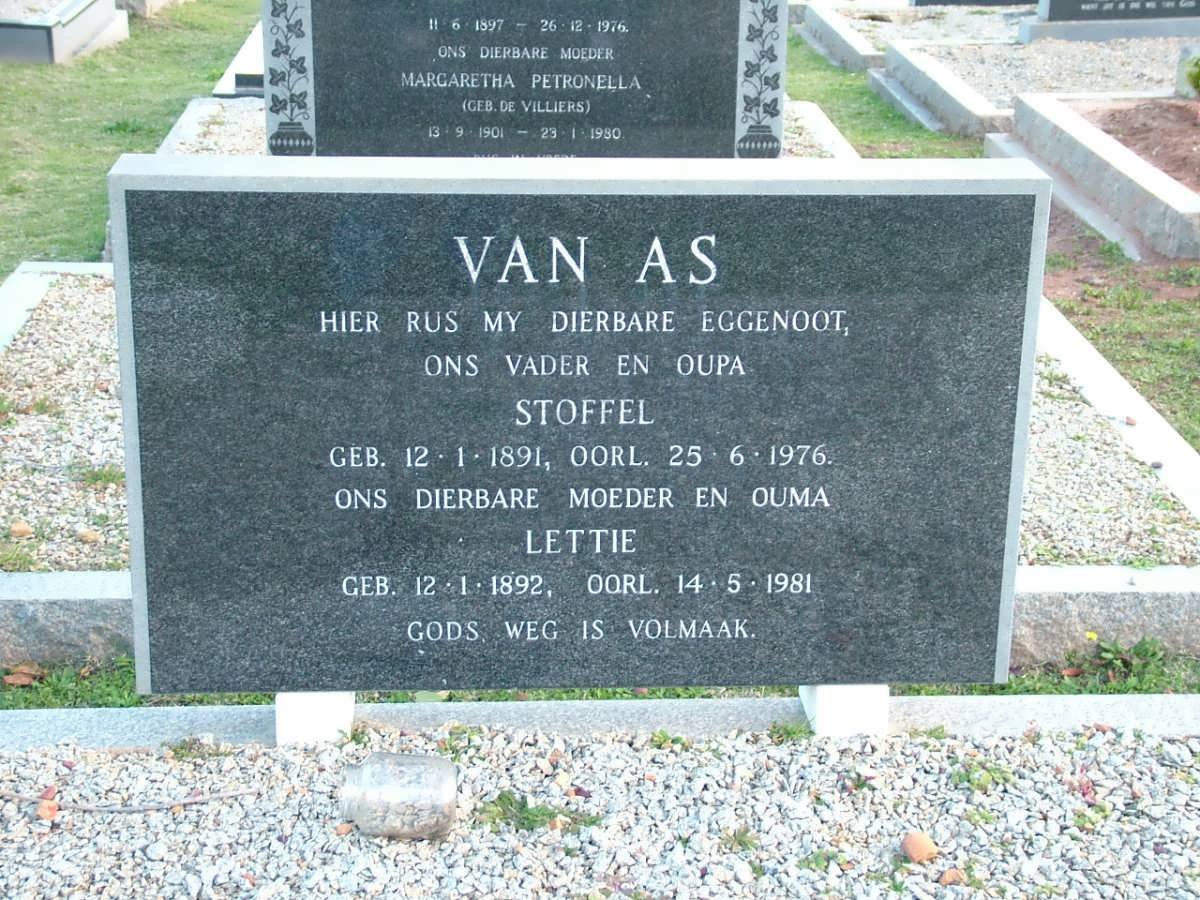AS Stoffel, van 1891-1976 &amp; Lettie 1892-1981
